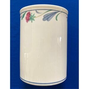 Vintage Lenox Poppies on Blue Large 7" Chinastone Crock/ Canister Utensil Holder